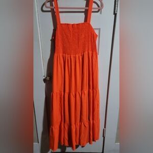 Vibrant Orange Strapless Dress